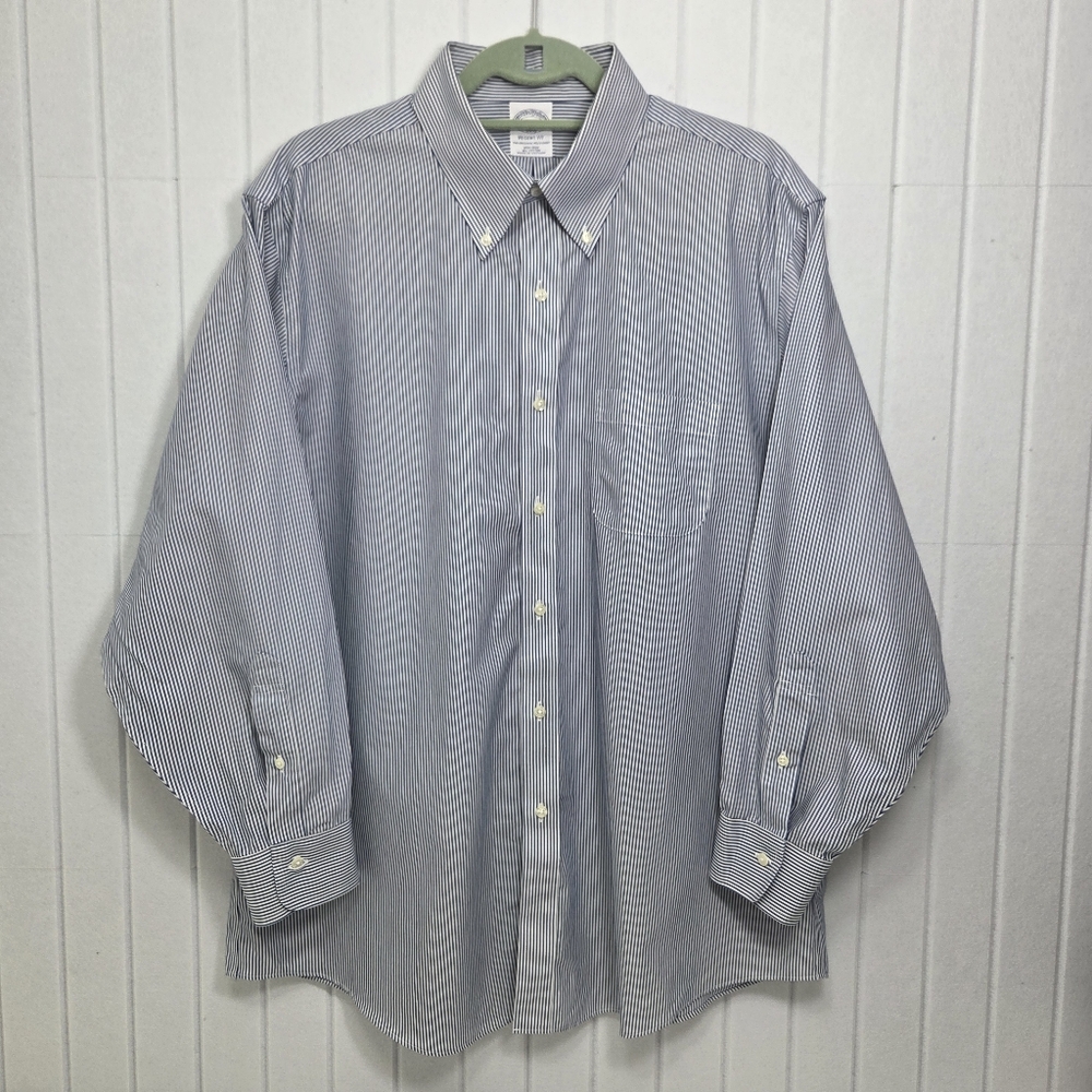 Brooks Brothers Blue and White Striped Dress Shirt‎ size 17 2/3 Regent Fit